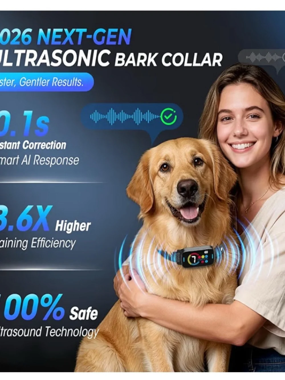 Smart Pet Training Collar with LED Display - Black